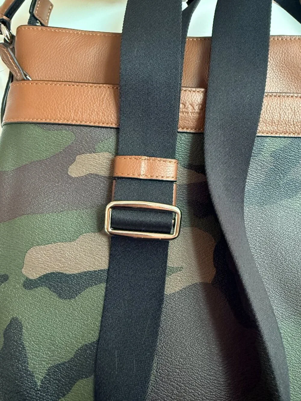 Coach Charles F55070 Green Camo Crossbody Messenger Bag Unisex